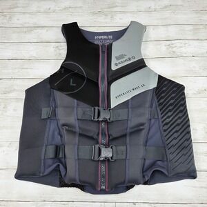 Hyperlite Wake Co Life Vest Adult XL Black Grey Zip Buckle 3240